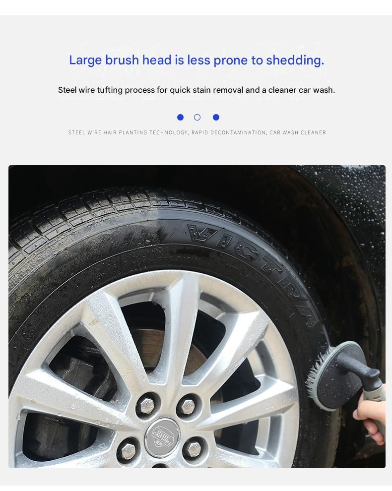 3-piece Car Tyre and Wheel Rim Cleaning Brush - Heavy Duty PP Bristles, Ergonomic L-Shaped Handle, Durable PVC/TPR Construction - Essential Auto Detailing Tool for Deep Cleaning Tyres and Alloy Rims