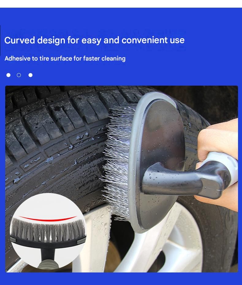 3-piece Car Tyre and Wheel Rim Cleaning Brush - Heavy Duty PP Bristles, Ergonomic L-Shaped Handle, Durable PVC/TPR Construction - Essential Auto Detailing Tool for Deep Cleaning Tyres and Alloy Rims