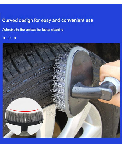 3-piece Car Tyre and Wheel Rim Cleaning Brush - Heavy Duty PP Bristles, Ergonomic L-Shaped Handle, Durable PVC/TPR Construction - Essential Auto Detailing Tool for Deep Cleaning Tyres and Alloy Rims