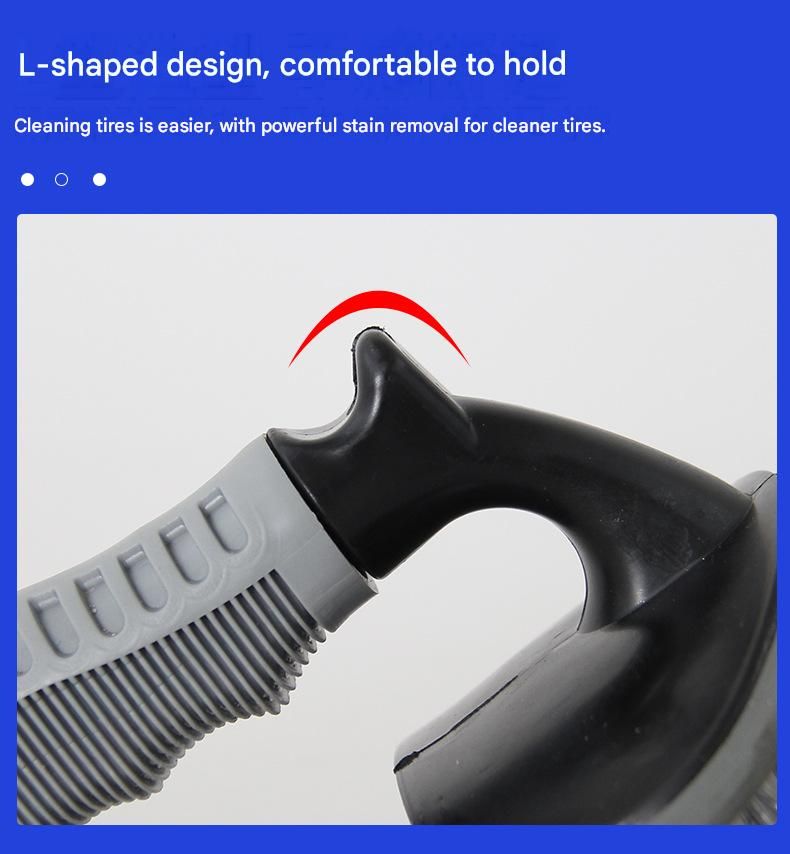 3-piece Car Tyre and Wheel Rim Cleaning Brush - Heavy Duty PP Bristles, Ergonomic L-Shaped Handle, Durable PVC/TPR Construction - Essential Auto Detailing Tool for Deep Cleaning Tyres and Alloy Rims