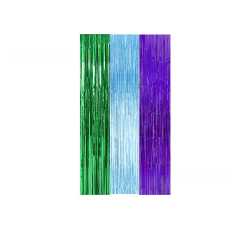 5-piece Light Blue Laser Tinsel Foil Fringe Curtain - 1*1m Metallic Party Streamer Backdrop for Birthday, Wedding, Christmas, New Year & Event Decoration - Shimmering Photo Booth & Doorway Prop