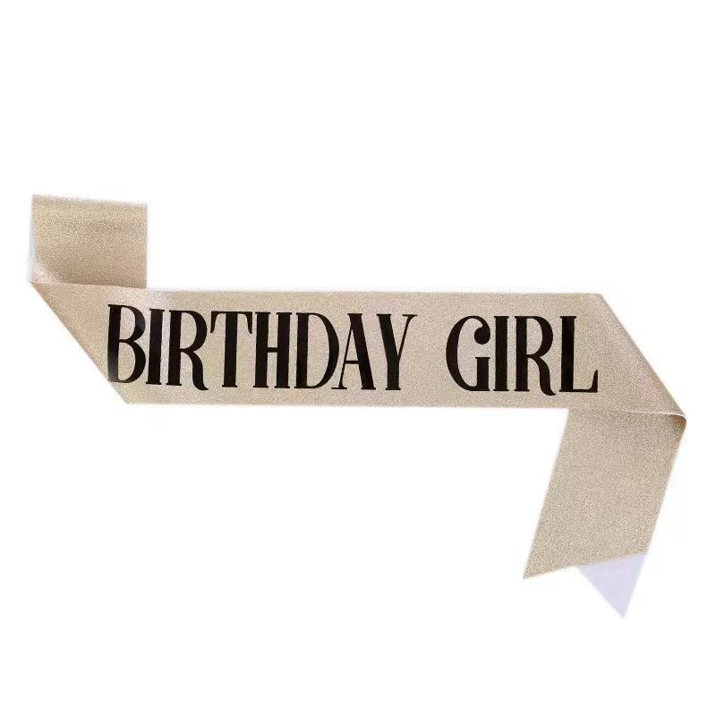 2-piece Silvery and Golden Birthday Girl Tiara and Sash Set - Elegant Rhinestone Alloy Crown with , Glitter "BIRTHDAY GIRL" Sash & Safety Pin - Perfect Princess Party Accessory for Women and Girls