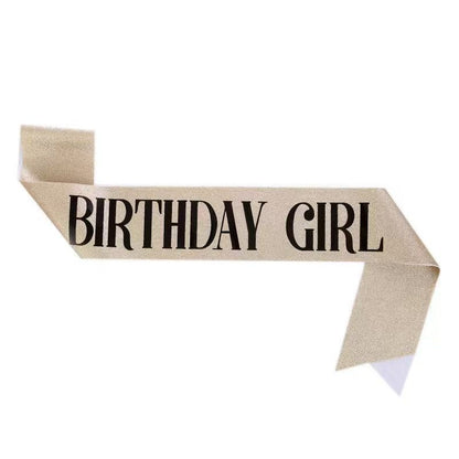 2-piece Silvery and Golden Birthday Girl Tiara and Sash Set - Elegant Rhinestone Alloy Crown with , Glitter "BIRTHDAY GIRL" Sash & Safety Pin - Perfect Princess Party Accessory for Women and Girls