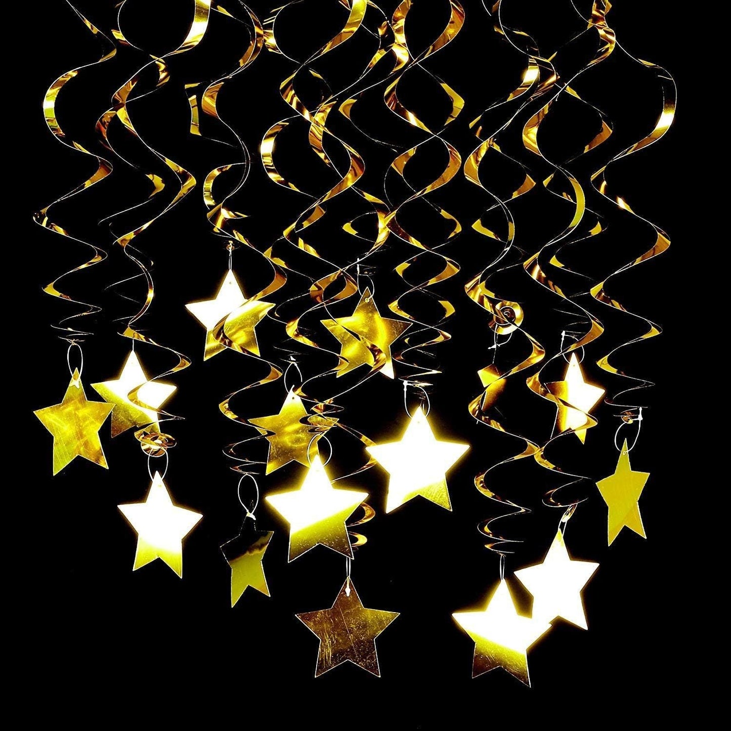 30-Piece Set for Silvery and Blue Star Spiral Hanging Decorations - Kids Birthday, Wedding, Graduation, and Party Ceiling Decoration - Festive Swirl Streamers, Easy Hang Party Supplies