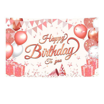 180*115cm Pink Happy Birthday Banner - Glitter Party Backdrop & Confetti, Durable Polyester Wall Decoration for Birthday Parties, Photo Booth Background, Easy Hang Birthday Sign