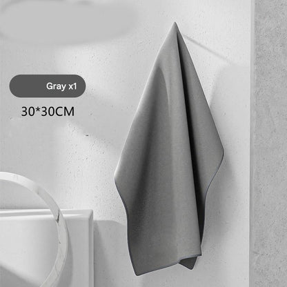 30*30 cm Grey Coral Fleece & Suede Microfiber Cloth Double-Sided Car Wash Towel  , 5X Water Absorption, Scratch-Free & Lint-Free, 360Â° Stitched Edge for Car Detailing, Glass, Home Cleaning - Multi-Purpose Auto Care Cloth