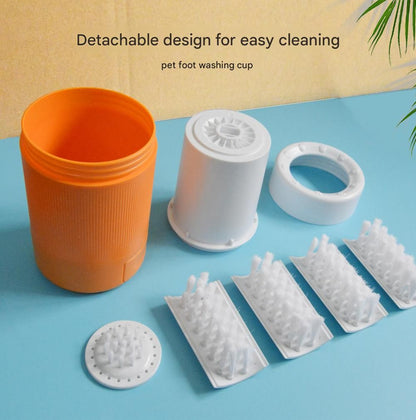 Grey Pet Paw Cleaner Cup - Portable Dog Foot Washer with Soft Silicone Bristles - Easy Clean, Detachable Design for Small to Medium Dogs & Cats