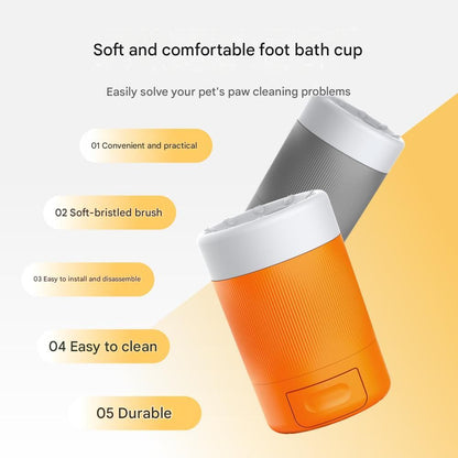 Orange Pet Paw Cleaner Cup - Portable Dog Foot Washer with Soft Silicone Bristles - Easy Clean, Detachable Design for Small to Medium Dogs & Cats