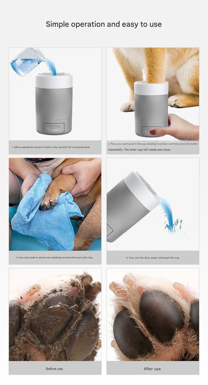 Orange Pet Paw Cleaner Cup - Portable Dog Foot Washer with Soft Silicone Bristles - Easy Clean, Detachable Design for Small to Medium Dogs & Cats