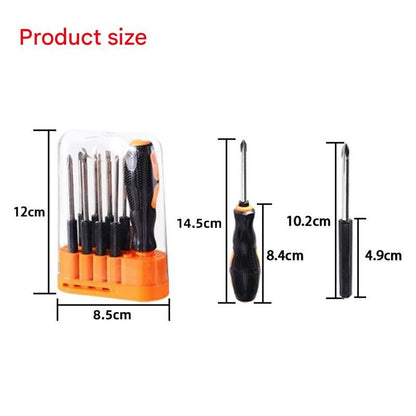 8-in-1 Black and Orange Multi-Bit Screwdriver Set - Compact Precision Tool Kit with Phillips and Slotted Bits - Ergonomic Handle, Hex Shank Design, Portable Storage Base,Chrome vanadium steel - Ideal for Electronics, PC, Appliances, and DIY Repairs
