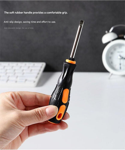 8-in-1 Black and Orange Multi-Bit Screwdriver Set - Compact Precision Tool Kit with Phillips and Slotted Bits - Ergonomic Handle, Hex Shank Design, Portable Storage Base,Chrome vanadium steel - Ideal for Electronics, PC, Appliances, and DIY Repairs