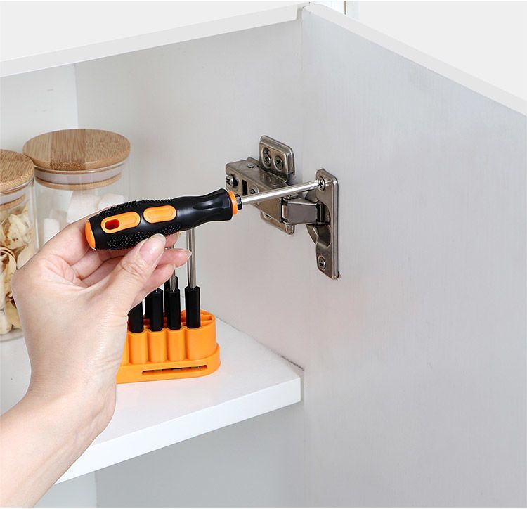 8-in-1 Black and Orange Multi-Bit Screwdriver Set - Compact Precision Tool Kit with Phillips and Slotted Bits - Ergonomic Handle, Hex Shank Design, Portable Storage Base,Chrome vanadium steel - Ideal for Electronics, PC, Appliances, and DIY Repairs