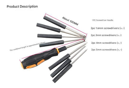 8-in-1 Black and Orange Multi-Bit Screwdriver Set - Compact Precision Tool Kit with Phillips and Slotted Bits - Ergonomic Handle, Hex Shank Design, Portable Storage Base,Chrome vanadium steel - Ideal for Electronics, PC, Appliances, and DIY Repairs