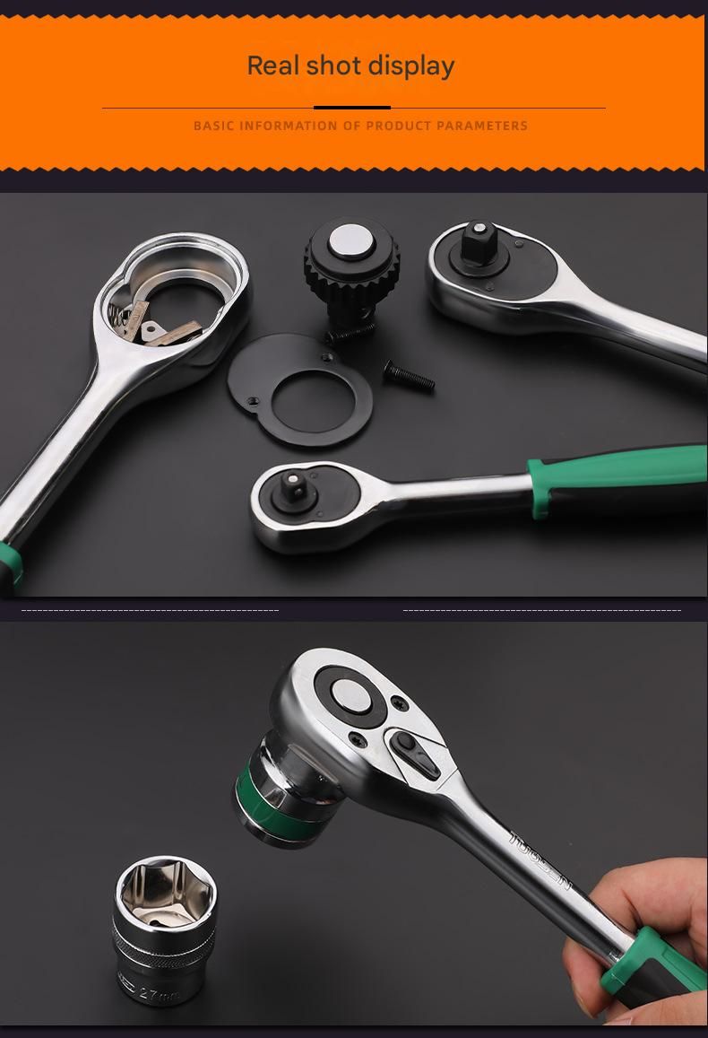 Green 12-Piece 1/2-Inch Drive 24-Tooth Ratchet & Socket Set — High-Carbon Steel, Mirror-Polished Socket Wrench Tool Kit — Automotive Repair Tool Set with Quick-Release Ratchet — Ideal for Car Maintenance, Mechanical Repairs, and DIY Projects