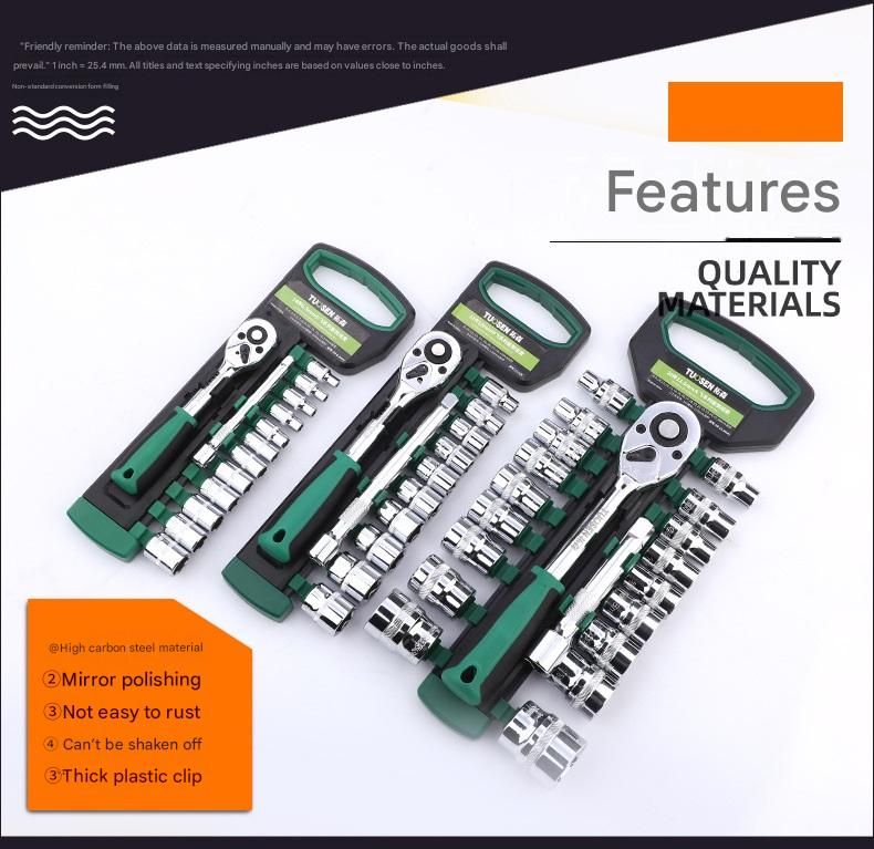 Green 12-Piece 3/8-Inch Drive 24-Tooth Ratchet & Socket Set — High-Carbon Steel, Mirror-Polished Socket Wrench Tool Kit — Automotive Repair Tool Set with Quick-Release Ratchet — Ideal for Car Maintenance, Mechanical Repairs, and DIY Projects