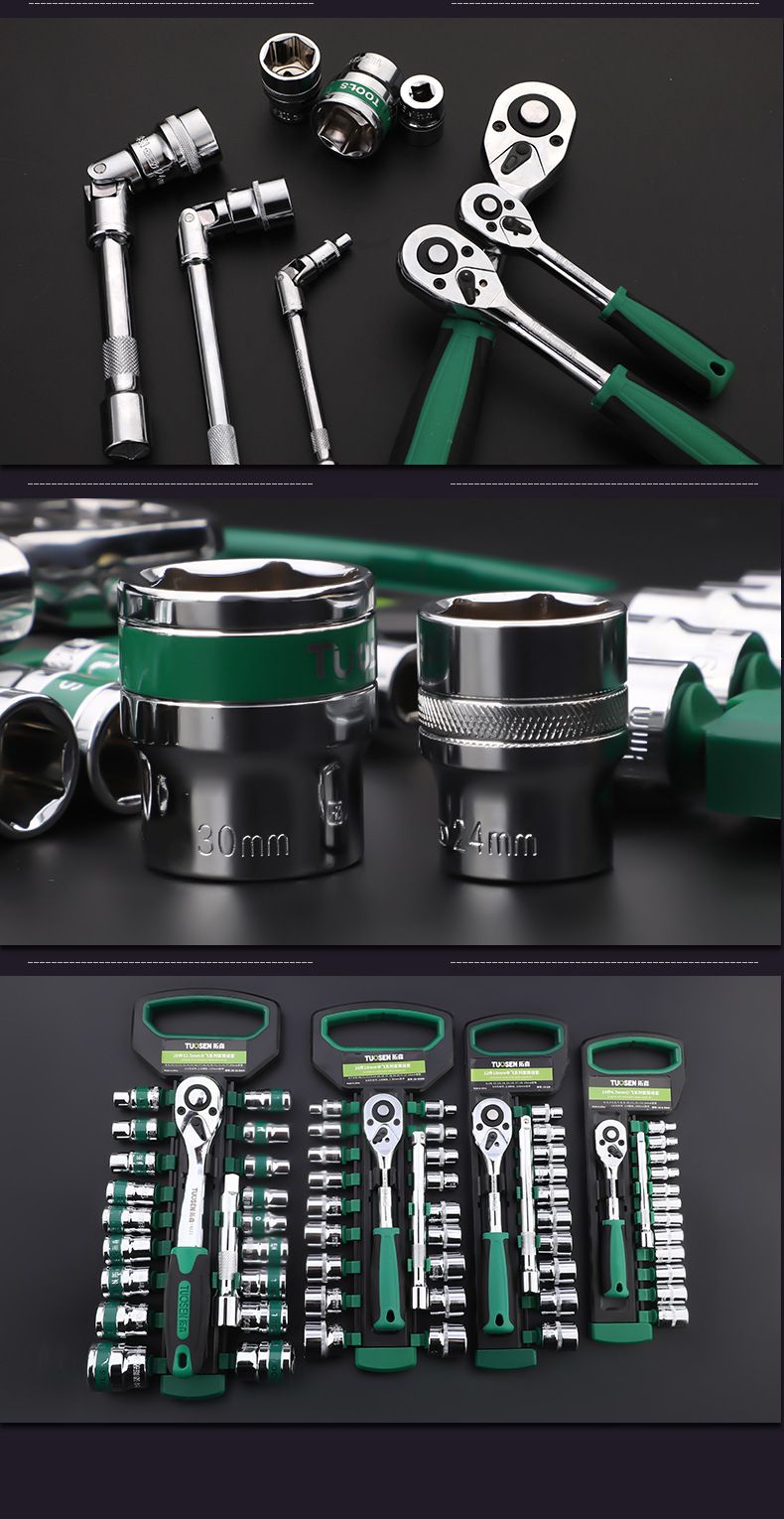 Green 12-Piece 3/8-Inch Drive 24-Tooth Ratchet & Socket Set — High-Carbon Steel, Mirror-Polished Socket Wrench Tool Kit — Automotive Repair Tool Set with Quick-Release Ratchet — Ideal for Car Maintenance, Mechanical Repairs, and DIY Projects
