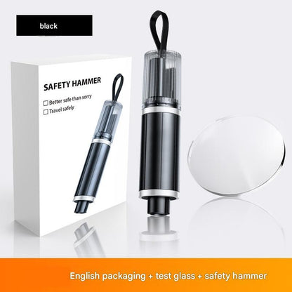 Black 2-in-1 Car Window Breaker and Seatbelt Cutter - Tungsten Steel Tip, Compact Emergency Escape Tool for Vehicle Safety, Portable Survival Hammer