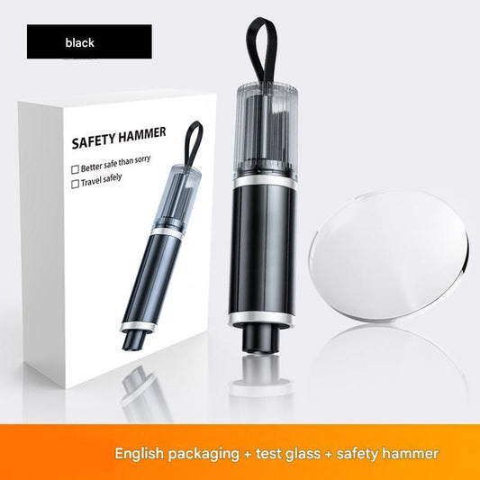Black 2-in-1 Car Window Breaker and Seatbelt Cutter - Tungsten Steel Tip, Compact Emergency Escape Tool for Vehicle Safety, Portable Survival Hammer