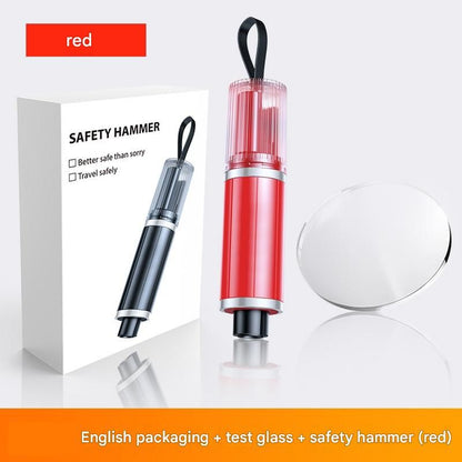 Red 2-in-1 Car Window Breaker and Seatbelt Cutter - Tungsten Steel Tip, Compact Emergency Escape Tool for Vehicle Safety, Portable Survival Hammer