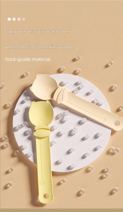 4-piece Beige and Pink and Green and Purple- Cat Treat Spoon for Wet Food & Paste - Extra-Long PP Handle, Food-Grade Squeeze Feeder with Anti-Spill Bowl, Easy One-Handed Operation for Cats