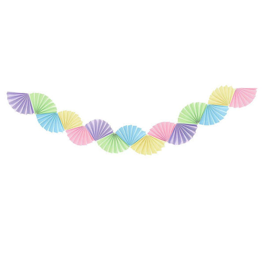 2-piece Macaron Colors Paper Fan Garland - Colourful Party Bunting with Vibrant Folded Paper Fans, Durable Cardstock Design for Birthday, Wedding & Festival Decor