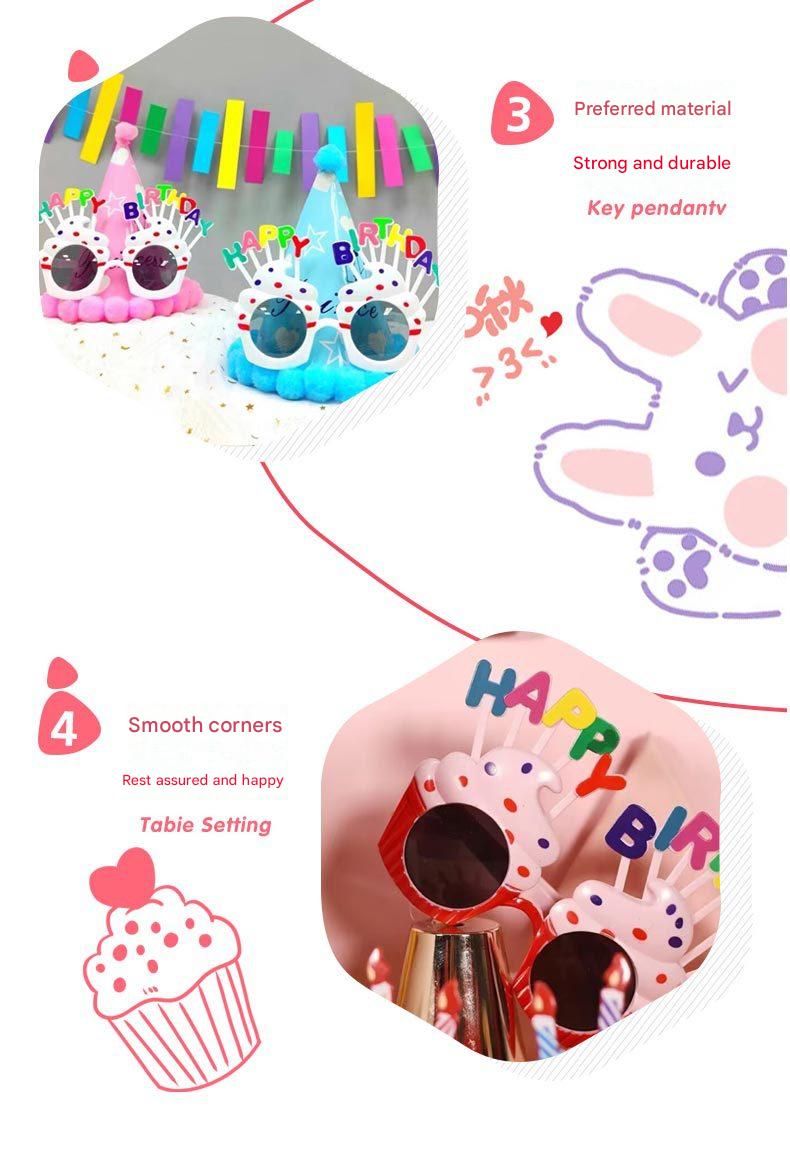 Blue Novelty Birthday Glasses - Fun Cake Design Party Props - Durable Plastic, Comfortable Fit, Unisex - Perfect for Birthday Celebrations and Photo Booths