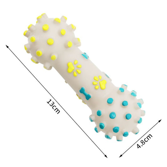 Yellow and Blue Squeaky Bone Durable TPR Dog Chew Toys Set -  for Teeth Cleaning - Non-Toxic, Bite-Resistant, Easy Clean - Interactive Play for Medium to Large Dogs