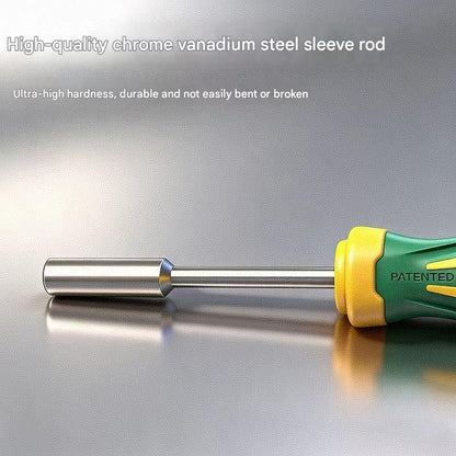 Green and Yellow 11-Piece Magnetic Screwdriver Bit Set - Chrome Vanadium Steel Bits, Ergonomic Handle, 7mm Hex Shank - Multi-Purpose DIY Tool Kit for Home, Auto Repair, Electronics