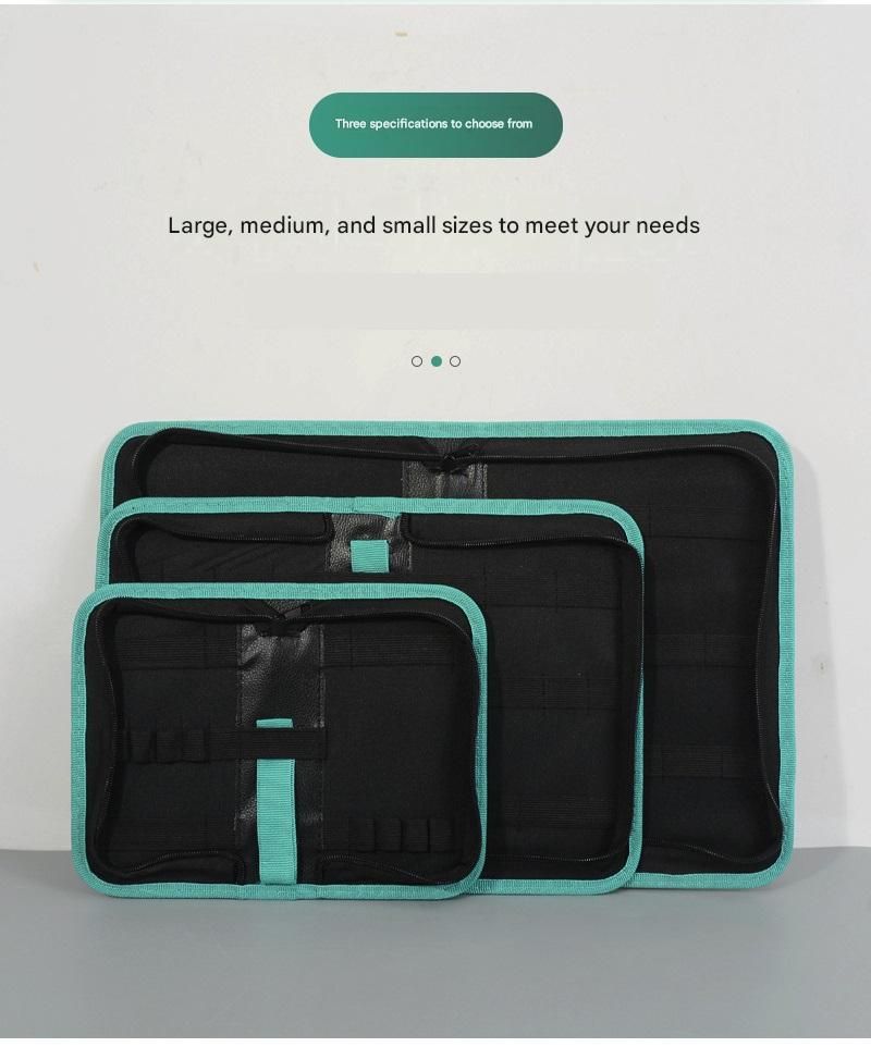 Medium Size Black Multi-Purpose Canvas Tool Bag - Durable Oxford Fabric with Zippered Compartments - Professional Organizer for Mechanics, Electricians, DIY Enthusiasts