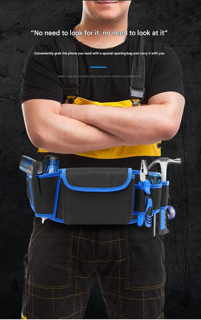 Yellow Professional Oxford Cloth Tool Waist Bag –Tool Belt, Multifunctional Work Belt, Men's Robust, Adjustable Tool Belt - Heavy-Duty 600D Waterproof for Electricians, Mechanics & Construction Workers