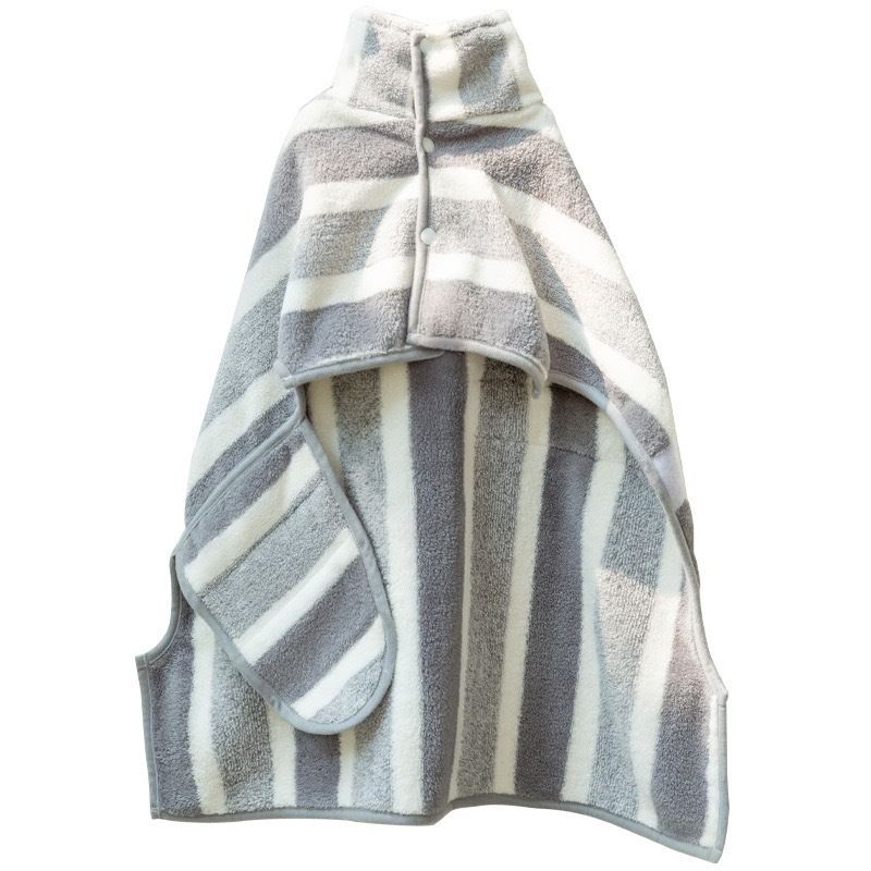 Grey and White XS Size Super Absorbent Dog Bathrobe – Quick-Dry Coral Fleece Pet Towel with Snaps & Adjustable Belly Strap | Wearable Drying Coat for Small Medium Large Dogs & Cats After Bath, Swim, Rain