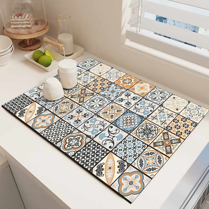 Diatom Mud Kitchen Counter Mat - Quick Dry Absorbent Non-Slip Draining Pad for Sink Benchtop 50cm x 80cm(An Afternoon Pastime)