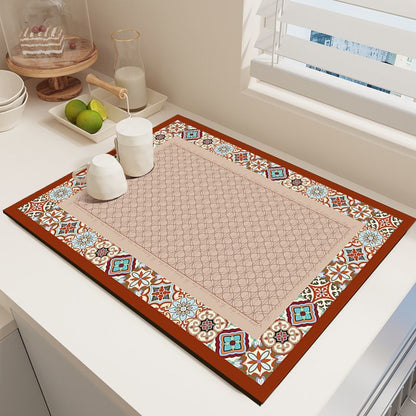 Diatom Mud Kitchen Counter Mat - Quick Dry Absorbent Non-Slip Draining Pad for Sink Benchtop 50cm x 80cm(Flying Through the Desert)