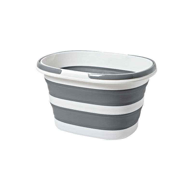 Grey Foldable Collapsible Bucket - 16L Portable Space Saving Basin for Laundry Cleaning Outdoor Use