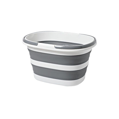 Grey Foldable Collapsible Bucket - 16L Portable Space Saving Basin for Laundry Cleaning Outdoor Use