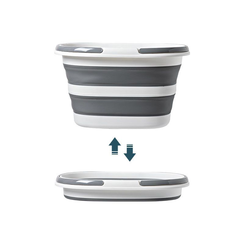 Grey Foldable Collapsible Bucket - 16L Portable Space Saving Basin for Laundry Cleaning Outdoor Use