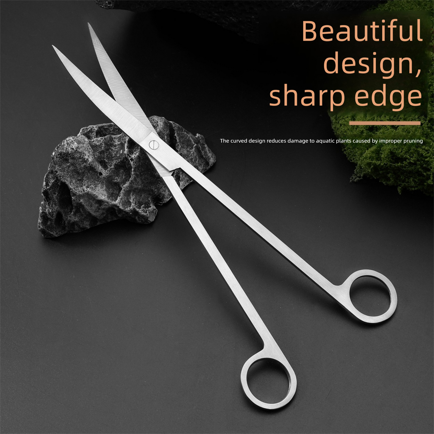 Black Stainless Steel Aquarium Cleaning Tool Kit - 5 Piece Fish Tank Maintenance Set with Tweezers Scissors Algae Scraper Spatula