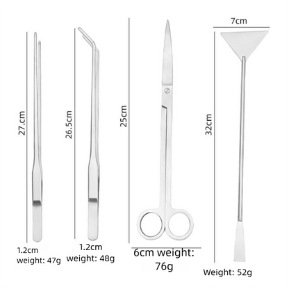 Black Stainless Steel Aquarium Cleaning Tool Kit - 5 Piece Fish Tank Maintenance Set with Tweezers Scissors Algae Scraper Spatula
