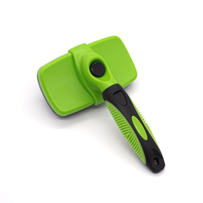 Green Pet Grooming Brush - Large Self-Cleaning Deshedding Tool for Cats and Dogs