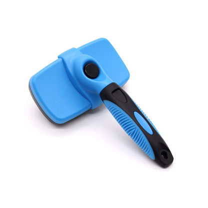 Blue Pet Grooming Brush - Large Self-Cleaning Deshedding Tool for Cats and Dogs