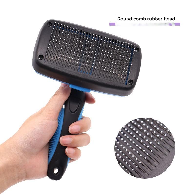 Blue Pet Grooming Brush - Large Self-Cleaning Deshedding Tool for Cats and Dogs