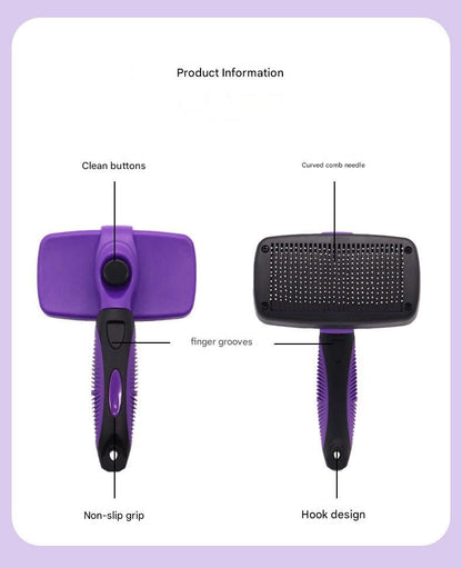 Blue Pet Grooming Brush - Large Self-Cleaning Deshedding Tool for Cats and Dogs