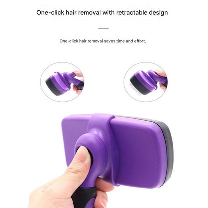 Blue Pet Grooming Brush - Large Self-Cleaning Deshedding Tool for Cats and Dogs