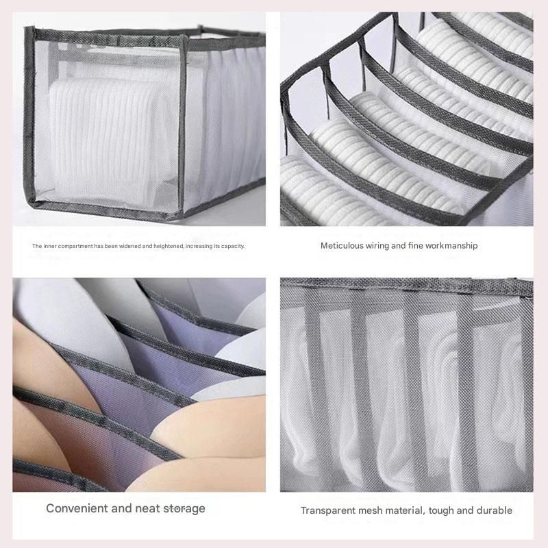 Grey Drawer Underwear Organiser Set - 3 Piece Mesh Storage Boxes for Bras Underwear Socks