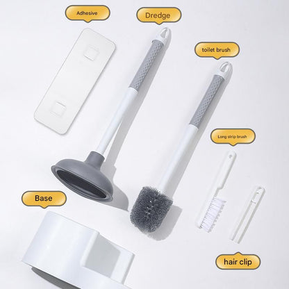 Toilet Cleaning Tool Set - 4 in 1 Bathroom Plunger and Brush Kit with Wall Mount Holder