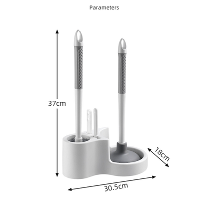 Toilet Cleaning Tool Set - 4 in 1 Bathroom Plunger and Brush Kit with Wall Mount Holder