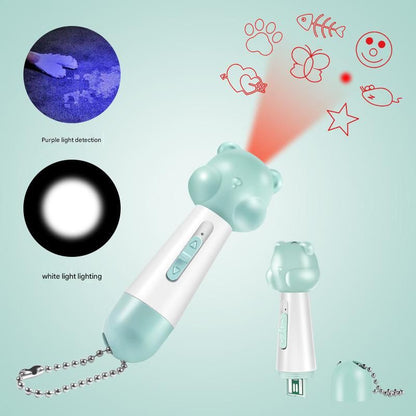 Blue Bear Laser Cat Toy Set - 2 Piece USB Rechargeable Multi Pattern Laser Pointer with UV and White Light for Cats