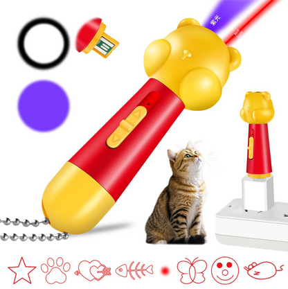 Blue Bear Laser Cat Toy Set - 2 Piece USB Rechargeable Multi Pattern Laser Pointer with UV and White Light for Cats