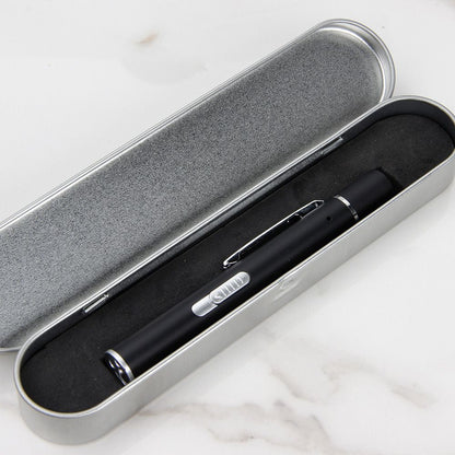 Black Metal Laser Cat Toy Pen Set - 2 Piece USB Rechargeable 3-in-1 Laser Pointer with UV Light and LED Torch in Gift Tin Box