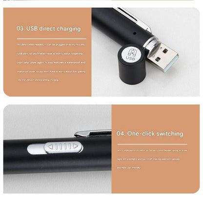 Grey Metal Laser Cat Toy Pen Set - 2 Piece USB Rechargeable 3-in-1 Laser Pointer with UV Light and LED Torch in Gift Tin Box